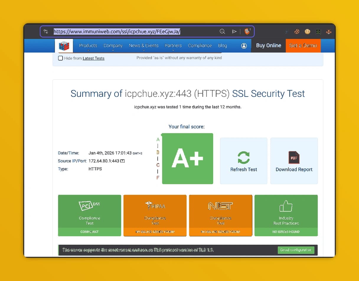 ImmuniWeb SSL Security A+
