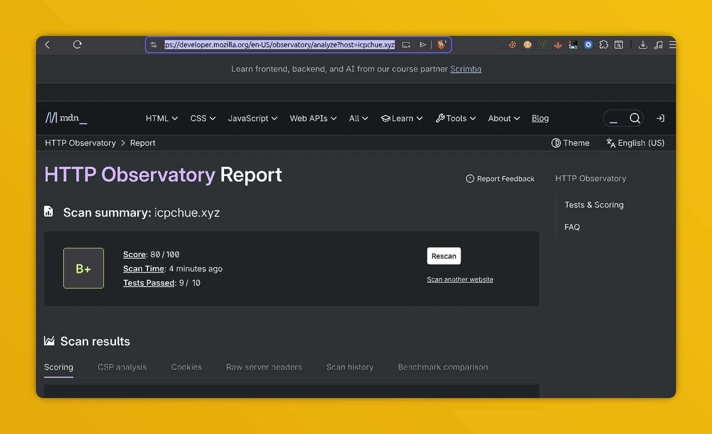 Mozilla Observatory Report